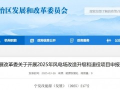 寧夏開展2025年風(fēng)電場改造升級和退役項(xiàng)目申報(bào)工作！