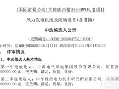大唐180MW風(fēng)電項(xiàng)目中標(biāo)候選人公示！