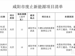250MW！陜西咸陽(yáng)市公示部分2022年新能源保障性并網(wǎng)項(xiàng)目擬廢止清單