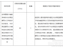 80萬元！住房和城鄉(xiāng)建設(shè)部采購應(yīng)用光儲電站高層建筑火災(zāi)風(fēng)險評估及驗證！