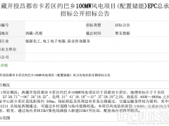 西藏100MW風(fēng)電項(xiàng)目(配儲(chǔ))EPC招標(biāo)